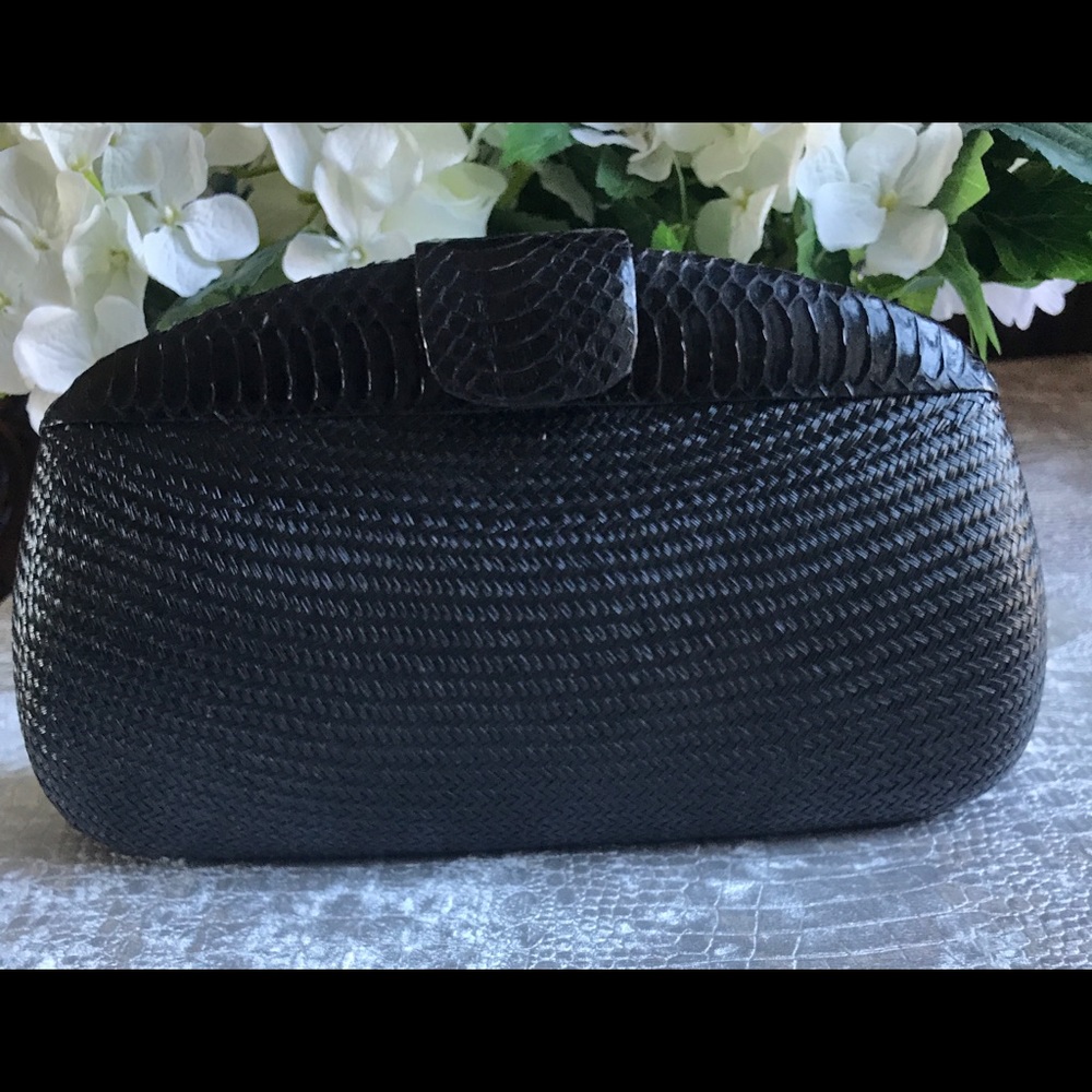 Straw Bag with Genuine Python